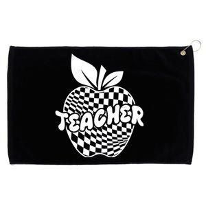 Cool Checkered Teacher Apple Grommeted Golf Towel