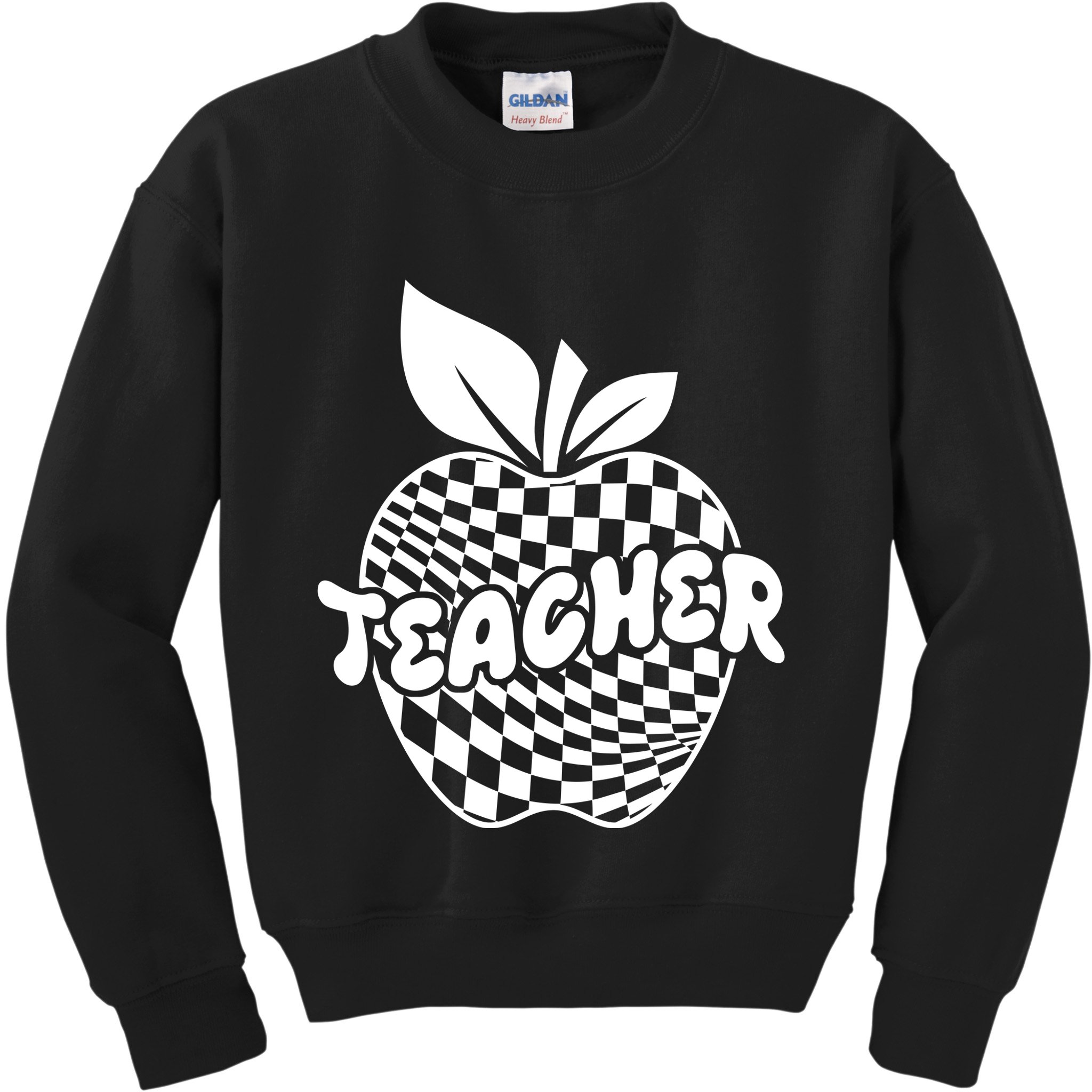 Cool Checkered Teacher Apple Kids Sweatshirt