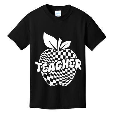 Cool Checkered Teacher Apple Kids T-Shirt
