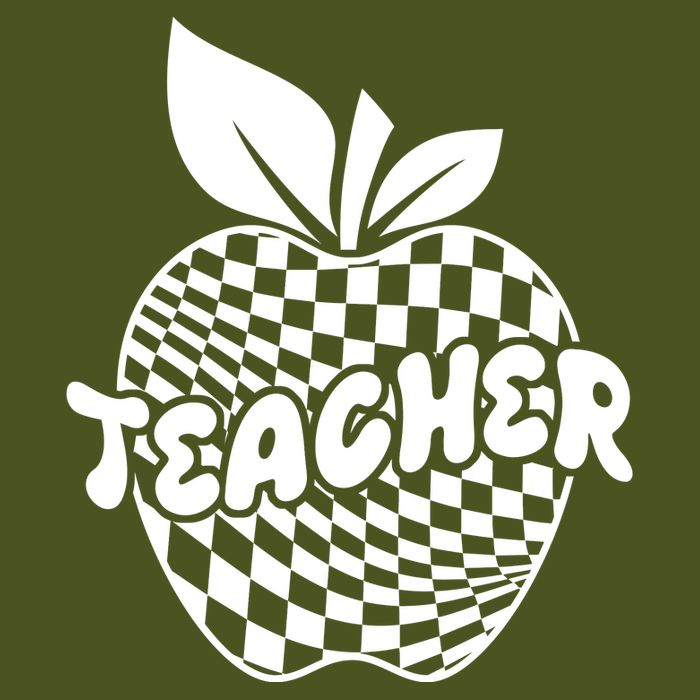 Cool Checkered Teacher Apple Sustainable Bucket Hat