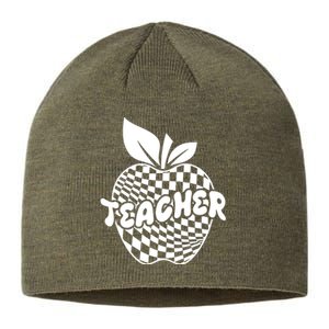 Cool Checkered Teacher Apple Sustainable Beanie