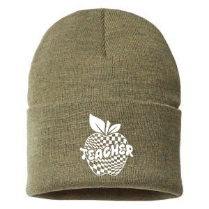 Cool Checkered Teacher Apple Sustainable Knit Beanie