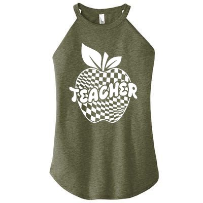 Cool Checkered Teacher Apple Women’s Perfect Tri Rocker Tank