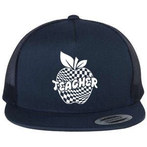 Cool Checkered Teacher Apple Flat Bill Trucker Hat