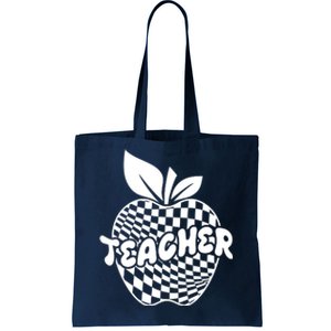 Cool Checkered Teacher Apple Tote Bag