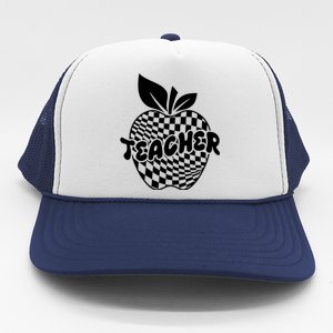 Cool Checkered Teacher Apple Trucker Hat