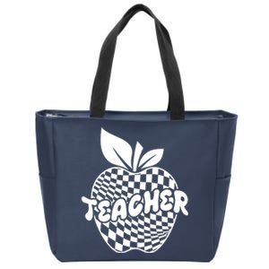 Cool Checkered Teacher Apple Zip Tote Bag