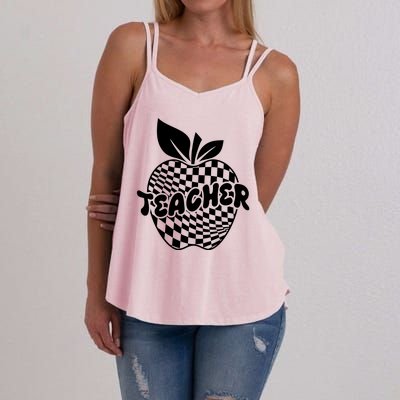 Cool Checkered Teacher Apple Women's Strappy Tank