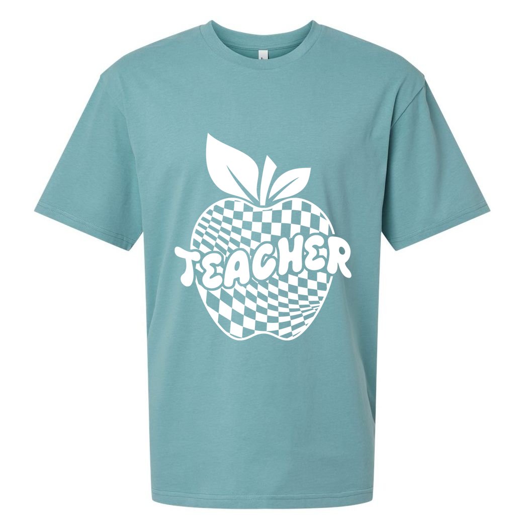 Cool Checkered Teacher Apple Sueded Cloud Jersey T-Shirt
