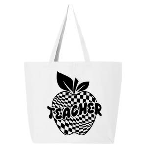 Cool Checkered Teacher Apple 25L Jumbo Tote