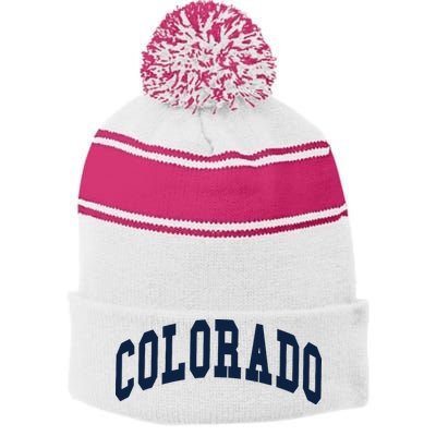 Colorado Co Throwback Design Classic Stripe Pom Pom Beanie