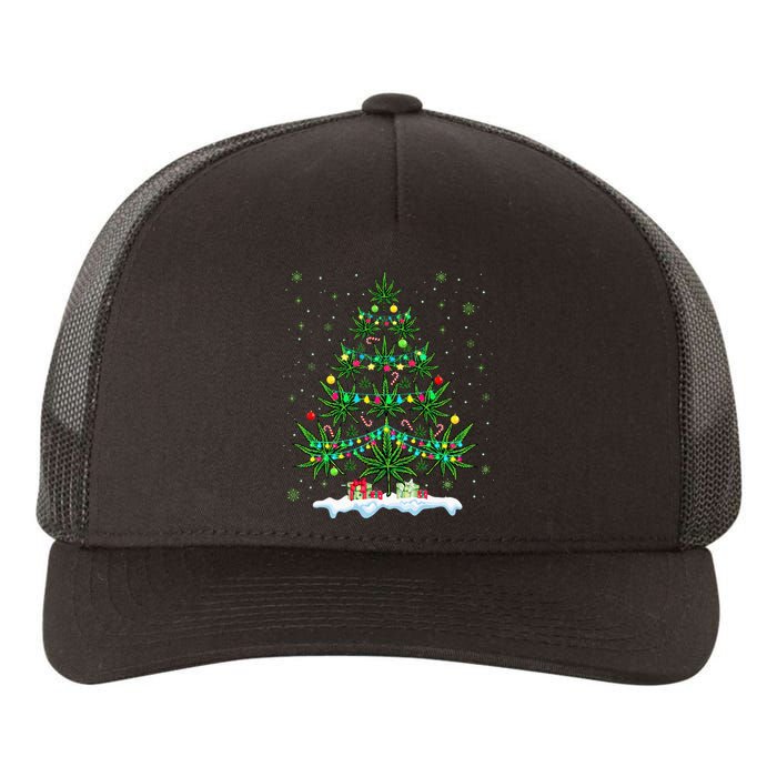 Cannabis Christmas Tree Xmas Funny Smoking Weed Marijuana Yupoong Adult 5-Panel Trucker Hat