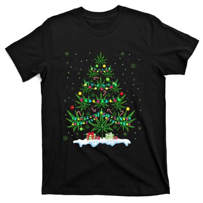 Cannabis Christmas Tree Xmas Funny Smoking Weed Marijuana T-Shirt