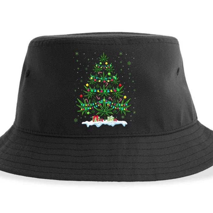 Cannabis Christmas Tree Xmas Funny Smoking Weed Marijuana Sustainable Bucket Hat