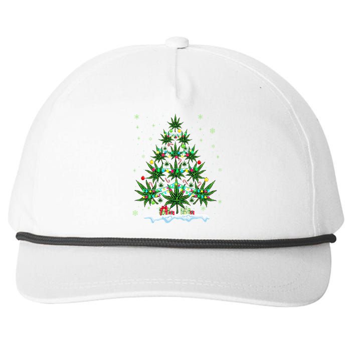 Cannabis Christmas Tree Xmas Funny Smoking Weed Marijuana Snapback Five-Panel Rope Hat