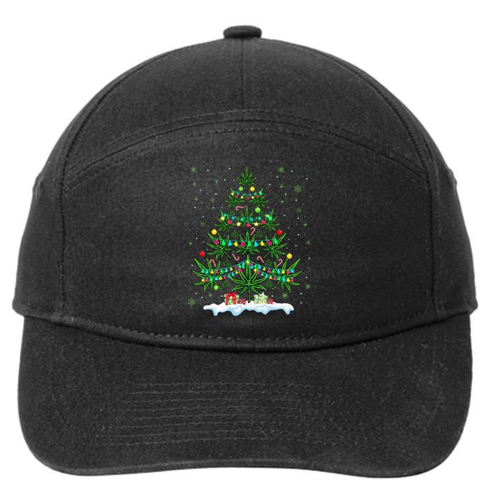 Cannabis Christmas Tree Xmas Funny Smoking Weed Marijuana 7-Panel Snapback Hat