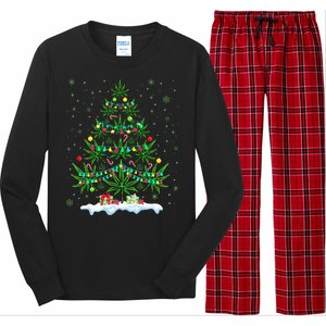 Cannabis Christmas Tree Xmas Funny Smoking Weed Marijuana Long Sleeve Pajama Set