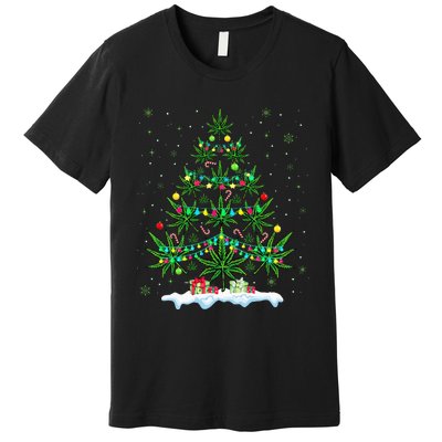 Cannabis Christmas Tree Xmas Funny Smoking Weed Marijuana Premium T-Shirt