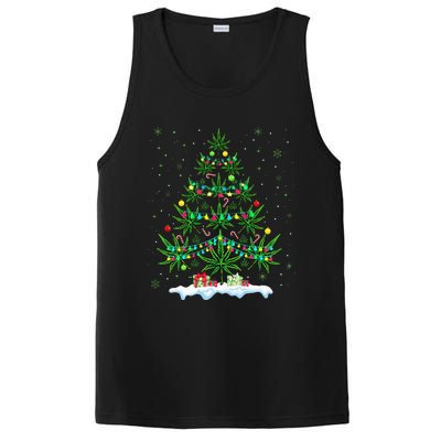 Cannabis Christmas Tree Xmas Funny Smoking Weed Marijuana PosiCharge Competitor Tank