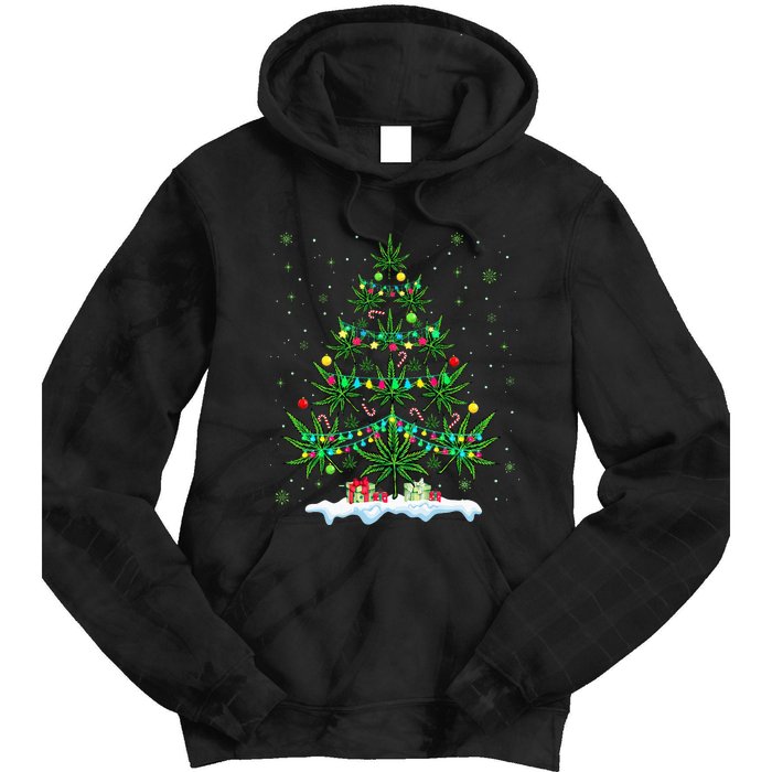 Cannabis Christmas Tree Xmas Funny Smoking Weed Marijuana Tie Dye Hoodie