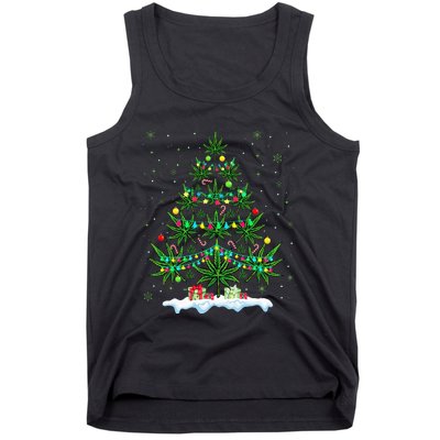 Cannabis Christmas Tree Xmas Funny Smoking Weed Marijuana Tank Top