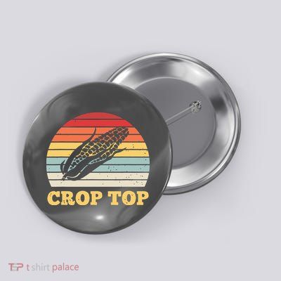 Corn Crop Top Funny Farmer Farming Corn Lover Vintage Retro Button