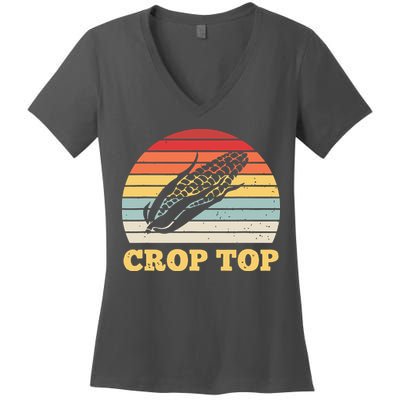 Corn Crop Top Funny Farmer Farming Corn Lover Vintage Retro Women's V-Neck T-Shirt