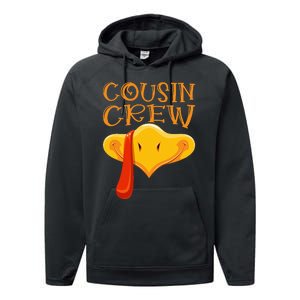 Cousin Crew Turkey Matching Family Thanksgiving Party Pajama Performance Fleece Hoodie