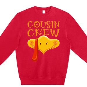 Cousin Crew Turkey Matching Family Thanksgiving Party Pajama Premium Crewneck Sweatshirt