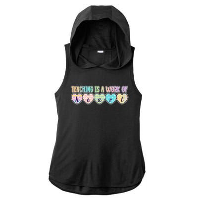 Cute Colorful Teaching Is A Work Of Heart Ladies PosiCharge Tri-Blend Wicking Draft Hoodie Tank