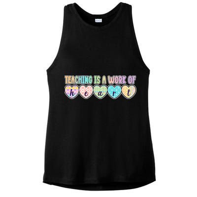 Cute Colorful Teaching Is A Work Of Heart Ladies PosiCharge Tri-Blend Wicking Tank