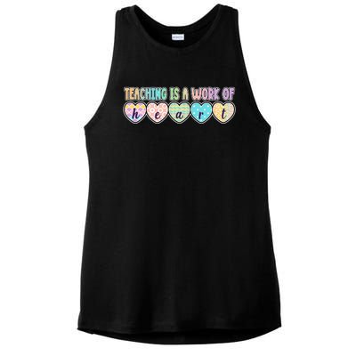 Cute Colorful Teaching Is A Work Of Heart Ladies PosiCharge Tri-Blend Wicking Tank