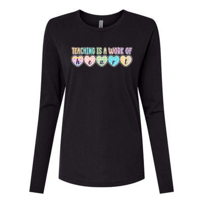 Cute Colorful Teaching Is A Work Of Heart Womens Cotton Relaxed Long Sleeve T-Shirt