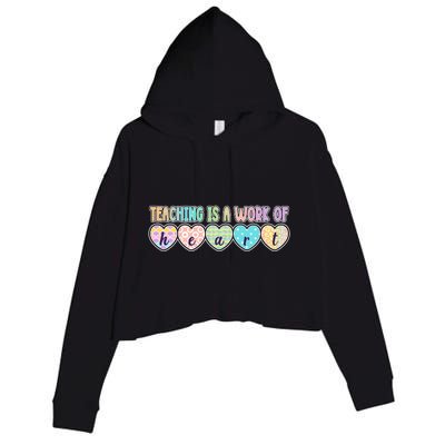 Cute Colorful Teaching Is A Work Of Heart Crop Fleece Hoodie