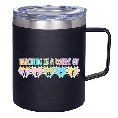 Cute Colorful Teaching Is A Work Of Heart 12oz Stainless Steel Coffee Mug