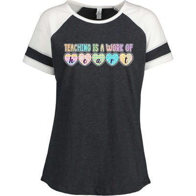 Cute Colorful Teaching Is A Work Of Heart Enza Ladies Jersey Colorblock Tee