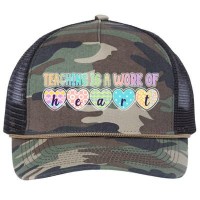 Cute Colorful Teaching Is A Work Of Heart Retro Rope Trucker Hat Cap