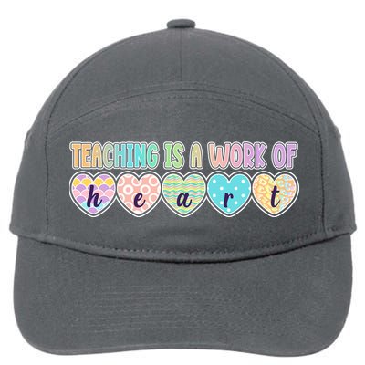 Cute Colorful Teaching Is A Work Of Heart 7-Panel Snapback Hat