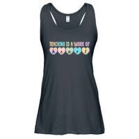 Cute Colorful Teaching Is A Work Of Heart Ladies Essential Flowy Tank