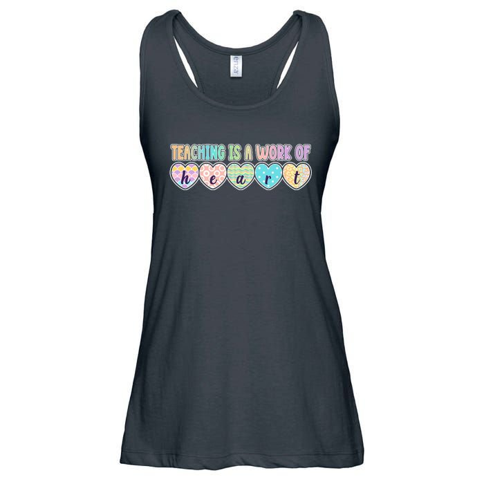 Cute Colorful Teaching Is A Work Of Heart Ladies Essential Flowy Tank