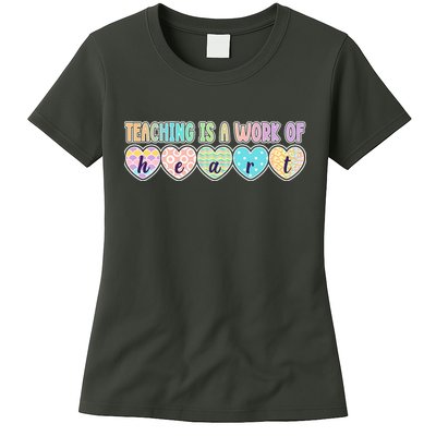 Cute Colorful Teaching Is A Work Of Heart Womens T-Shirt