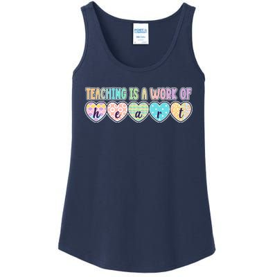 Cute Colorful Teaching Is A Work Of Heart Ladies Essential Tank