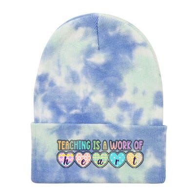 Cute Colorful Teaching Is A Work Of Heart Tie Dye 12in Knit Beanie