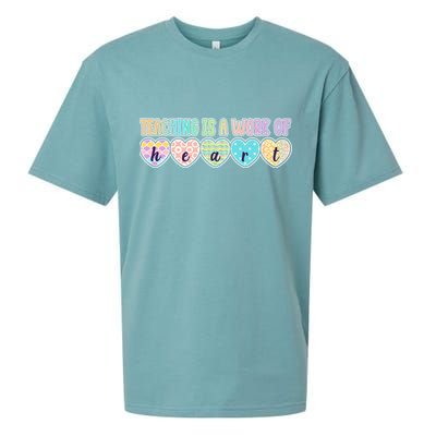 Cute Colorful Teaching Is A Work Of Heart Sueded Cloud Jersey T-Shirt