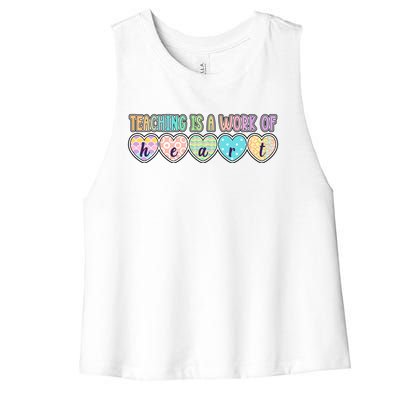 Cute Colorful Teaching Is A Work Of Heart Women's Racerback Cropped Tank