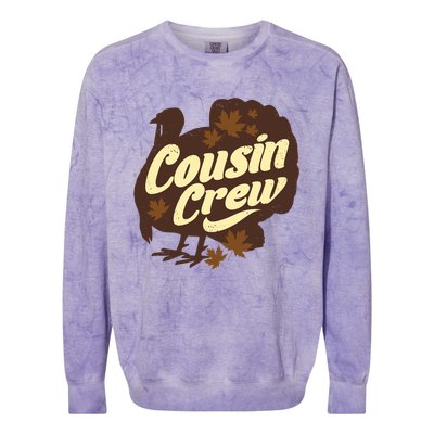 Cousin Crew Turkey Thanksgiving Feast Thankful Gift Colorblast Crewneck Sweatshirt