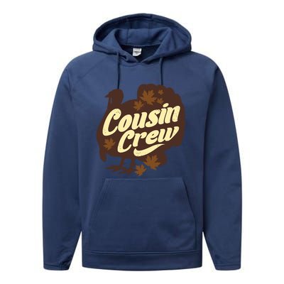 Cousin Crew Turkey Thanksgiving Feast Thankful Gift Performance Fleece Hoodie