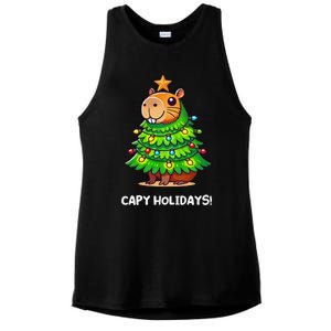 Capybara Christmas Tree Capy Holidays For Capybaras Lover Ladies PosiCharge Tri-Blend Wicking Tank