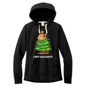 Capybara Christmas Tree Capy Holidays For Capybaras Lover Women's Fleece Hoodie