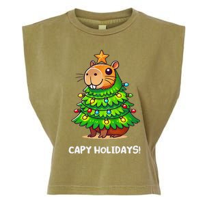 Capybara Christmas Tree Capy Holidays For Capybaras Lover Garment-Dyed Women's Muscle Tee